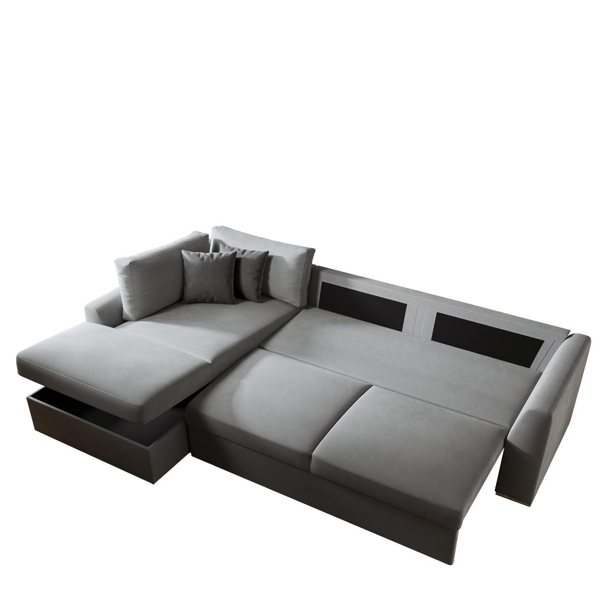 ArteLibre Καναπές Κρεβάτι Γωνιακός Υφασμάτινος Γκρι 14190008