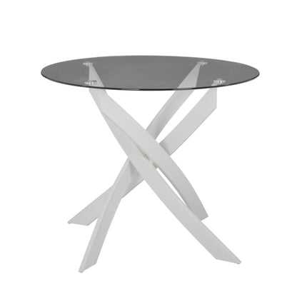 ArteLibre Τραπέζι Στρογγυλό Μεταλλικό/Γυάλινο Λευκό/Φιμέ 14320032