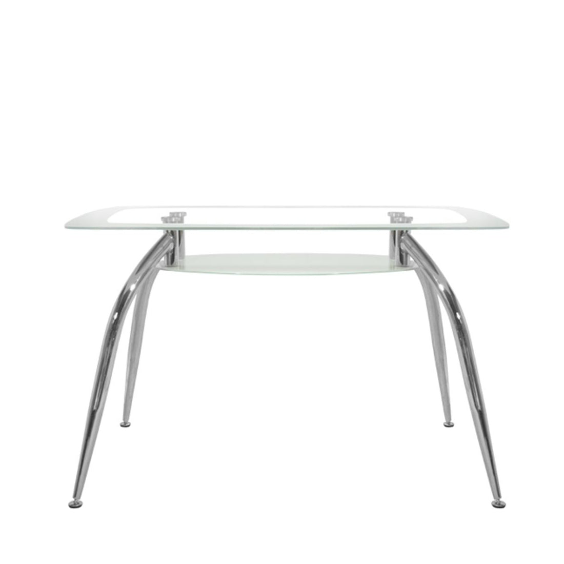 ArteLibre Τραπέζι με Ράφι Γυάλινο/Μεταλλικό Διάφανο/Ασημί 14320036