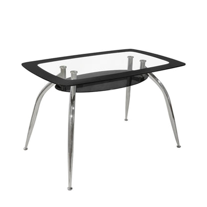 ArteLibre Τραπέζι με Ράφι Γυάλινο/Μεταλλικό Μαύρο/Ασημί 14320037