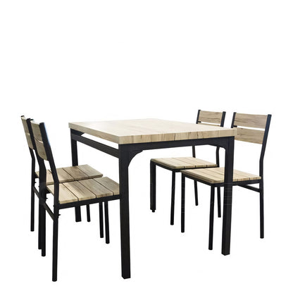 Τραπέζι Σετ (4+1) SERISSA Μαύρο/Μπεζ 110x70x77cm