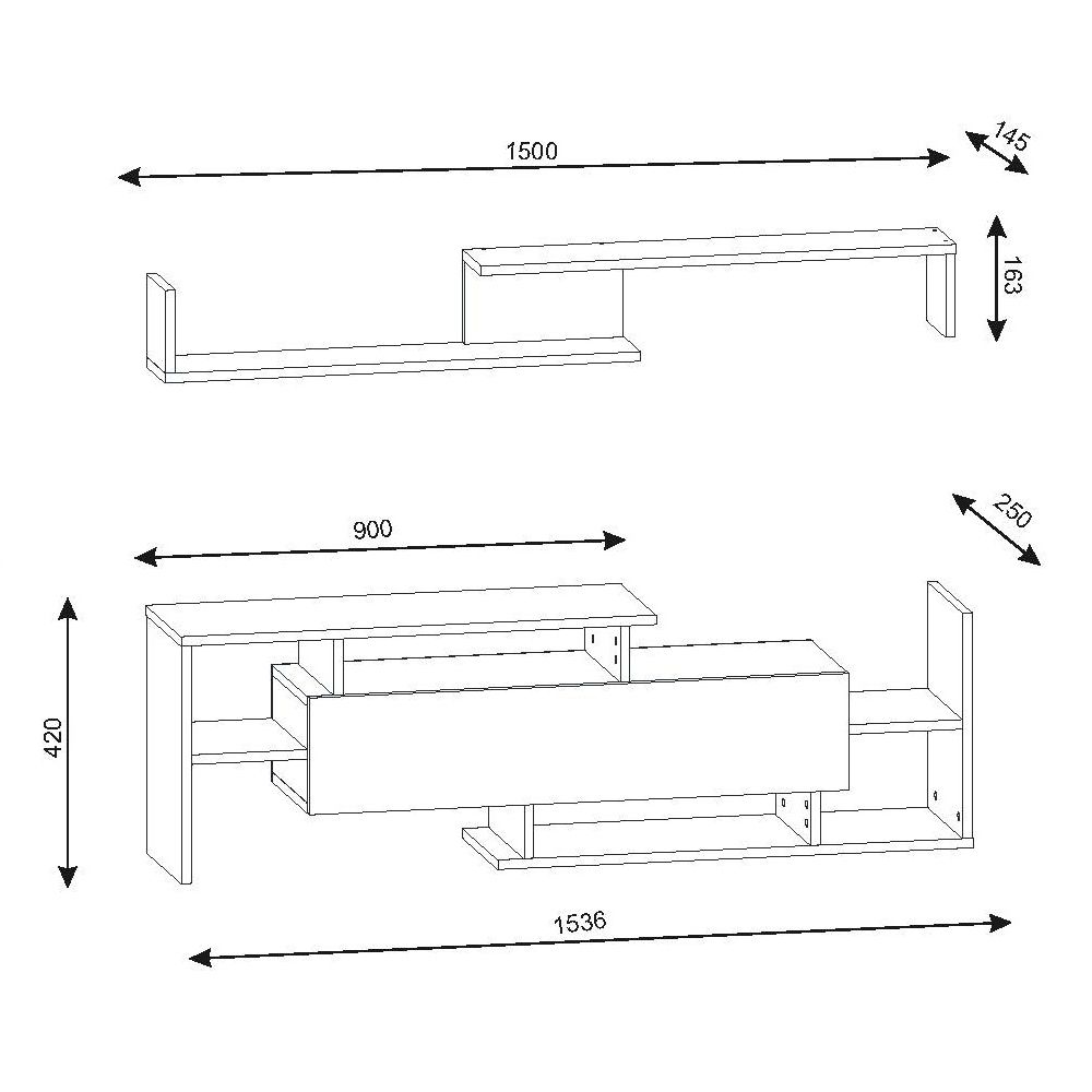 Σύνθετο Σαλονιού Ξύλινο Φυσικό 154x25x42