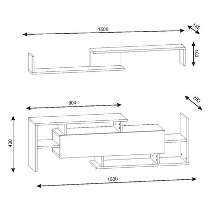 Σύνθετο Σαλονιού Ξύλινο Φυσικό 154x25x42