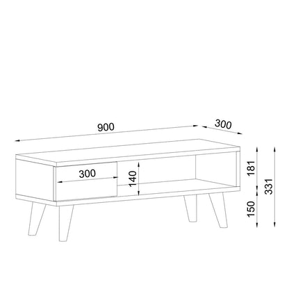 Έπιπλο Τηλεόρασης με Συρτάρι Ξύλινο Φυσικό/Λευκό 90x30x33