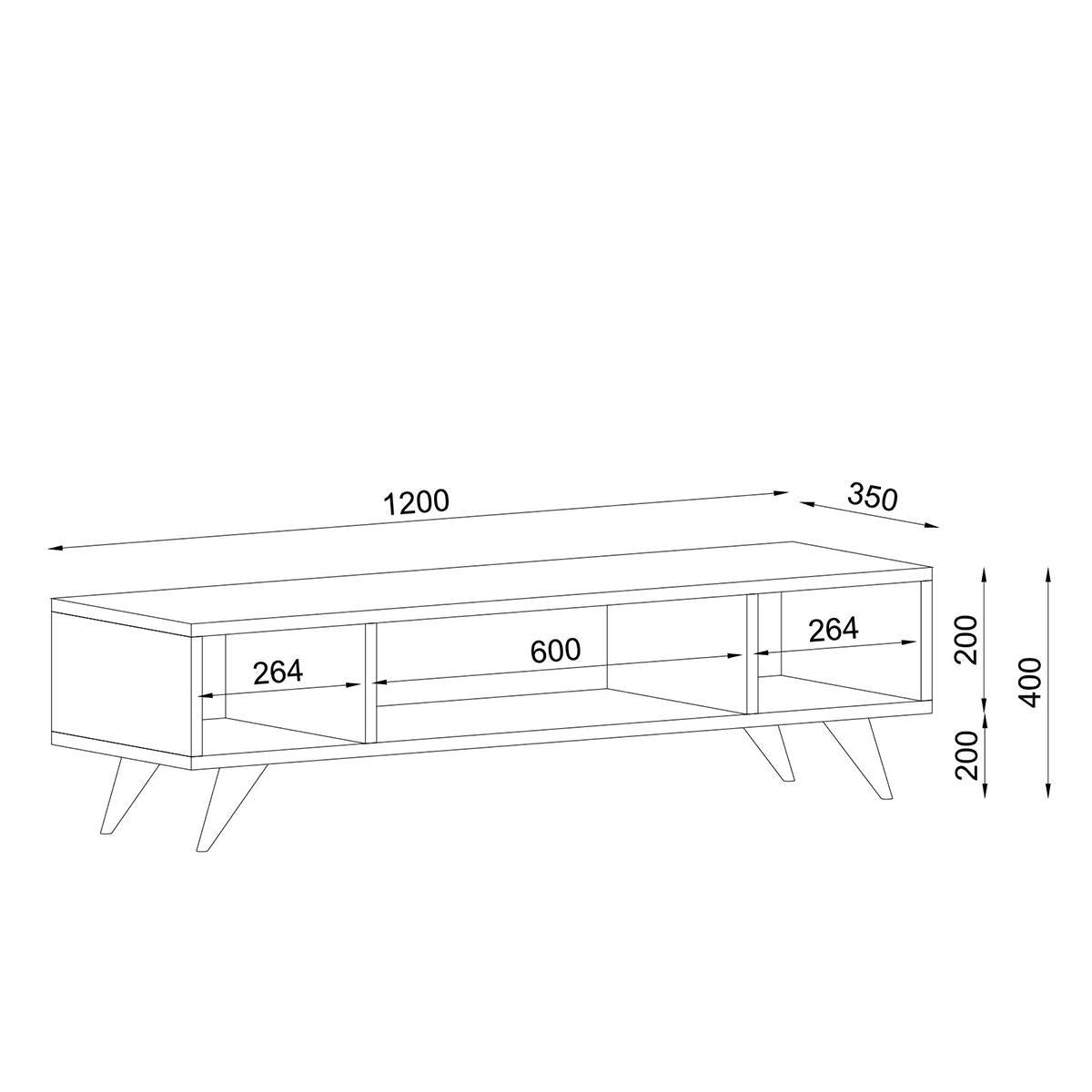 Έπιπλο Τηλεόρασης Ξύλινο Φυσικό/Λευκό 120x35x40