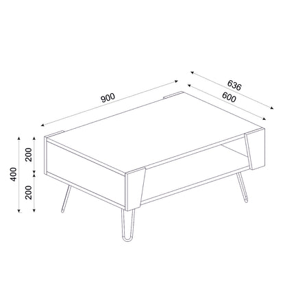 ArteLibre Τραπέζι Σαλονιού με Ράφι Ξύλινο/Μεταλλικό Φυσικό/Μαύρο 14410233