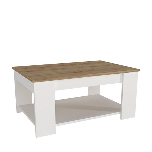 ArteLibre Τραπέζι Σαλονιού με Ράφι Ξύλινο Λευκό/Φυσικό 14410298