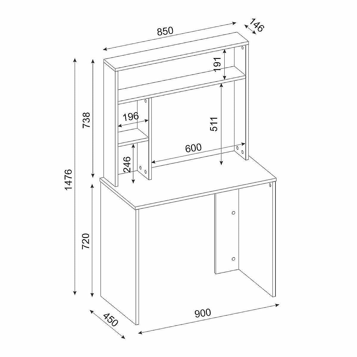 Γραφείο με Ράφια Ξύλινο Λευκό/Φυσικό 90x45x148