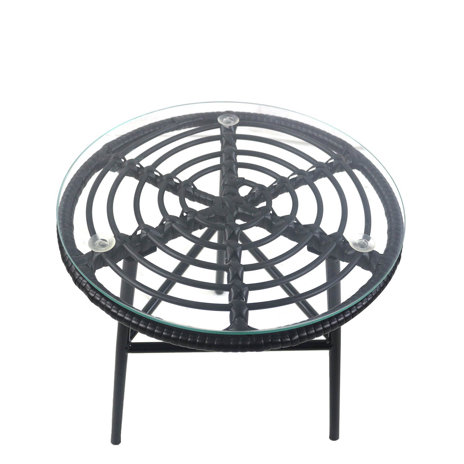 ArteLibre Τραπέζι Κήπου Στρογγυλό Ρατάν/Μεταλλικό Μαύρο 14510046