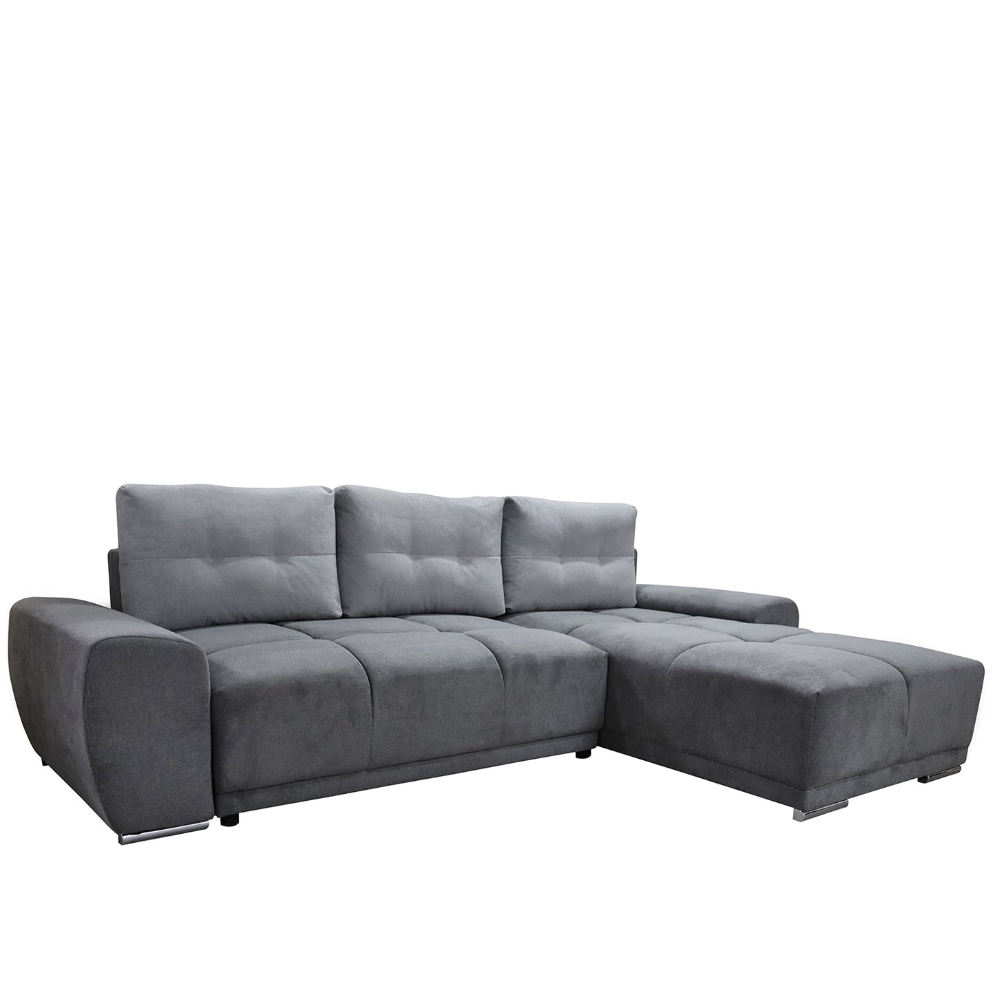 Καναπές Κρεβάτι Γωνιακός Δεξιά Γωνία AMARILLO Σκούρο Γκρι Με Ανοιχτό Γκρι Μαξιλάρια 270x181x89cm