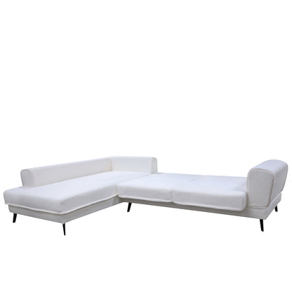 Καναπές Κρεβάτι Γωνιακός Αριστερή Γωνία SILVERTON Λευκό Με Μαύρα Μαξιλάρια 304x212x86cm
