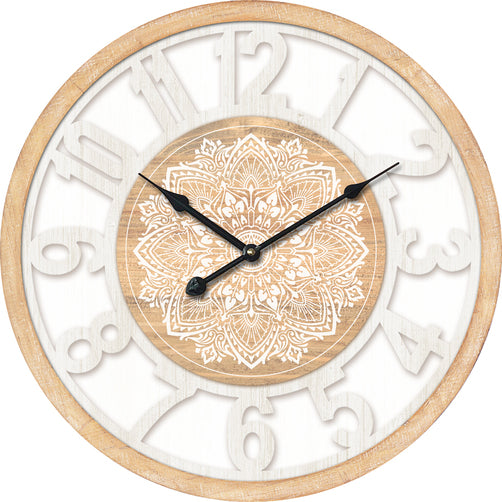 ArteLibre Ρολόι Τοίχου Ξύλινο Φυσικό/Λευκό 14650011