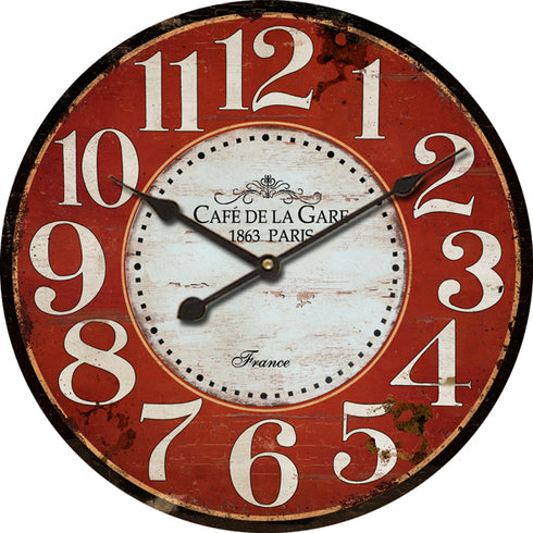 ArteLibre Ρολόι Τοίχου Ξύλινο Αντικέ Κόκκινο/Λευκό 14650015
