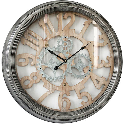 ArteLibre Ρολόι Τοίχου Μεταλλικό/Ξύλινο Αντικέ Ασημί/Φυσικό 14650030