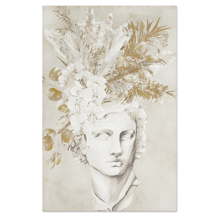 ArteLibre Πίνακας 'Γυναίκα με Λουλούδια' Καμβάς Μπεζ/Λευκός 14690019