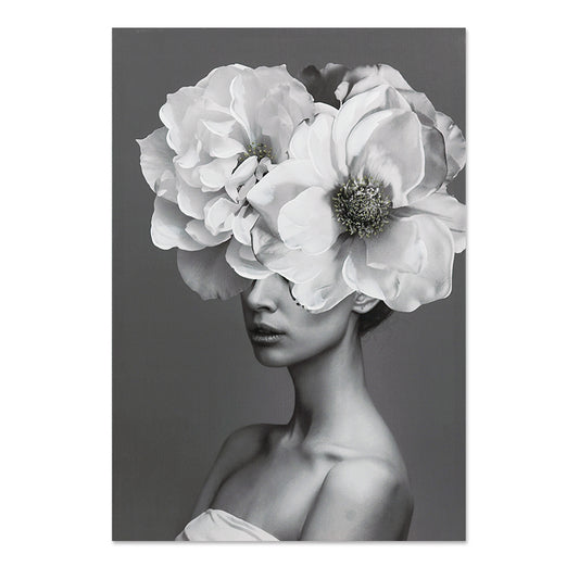ArteLibre Πίνακας 'Γυναίκα με Λουλούδι' Καμβάς Ασπρόμαυρος 14690038