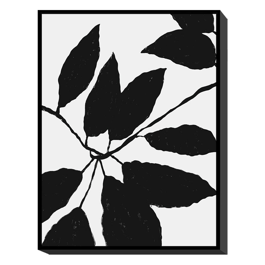 ArteLibre Πίνακας 'Φύλλα' Καμβάς Μαύρος/Λευκός 14690043