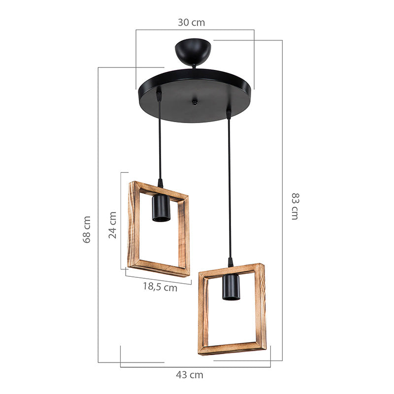 Φωτιστικό Οροφής Δίφωτο Isolate Ε27 Καρυδί Φ43x83