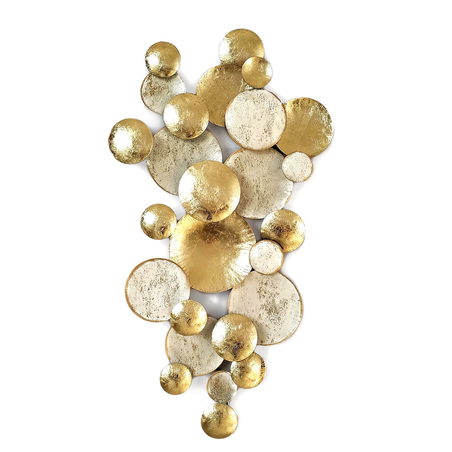 ArteLibre Διακοσμητικό Τοίχου 'Κύκλοι' Μεταλλικό Αντικέ Χρυσό/Λευκό 14710006