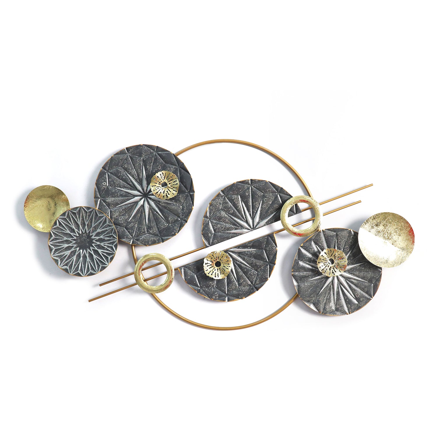 ArteLibre Διακοσμητικό Τοίχου 'Κύκλοι' Μεταλλικό Αντικέ Γκρι/Χρυσό 14710016