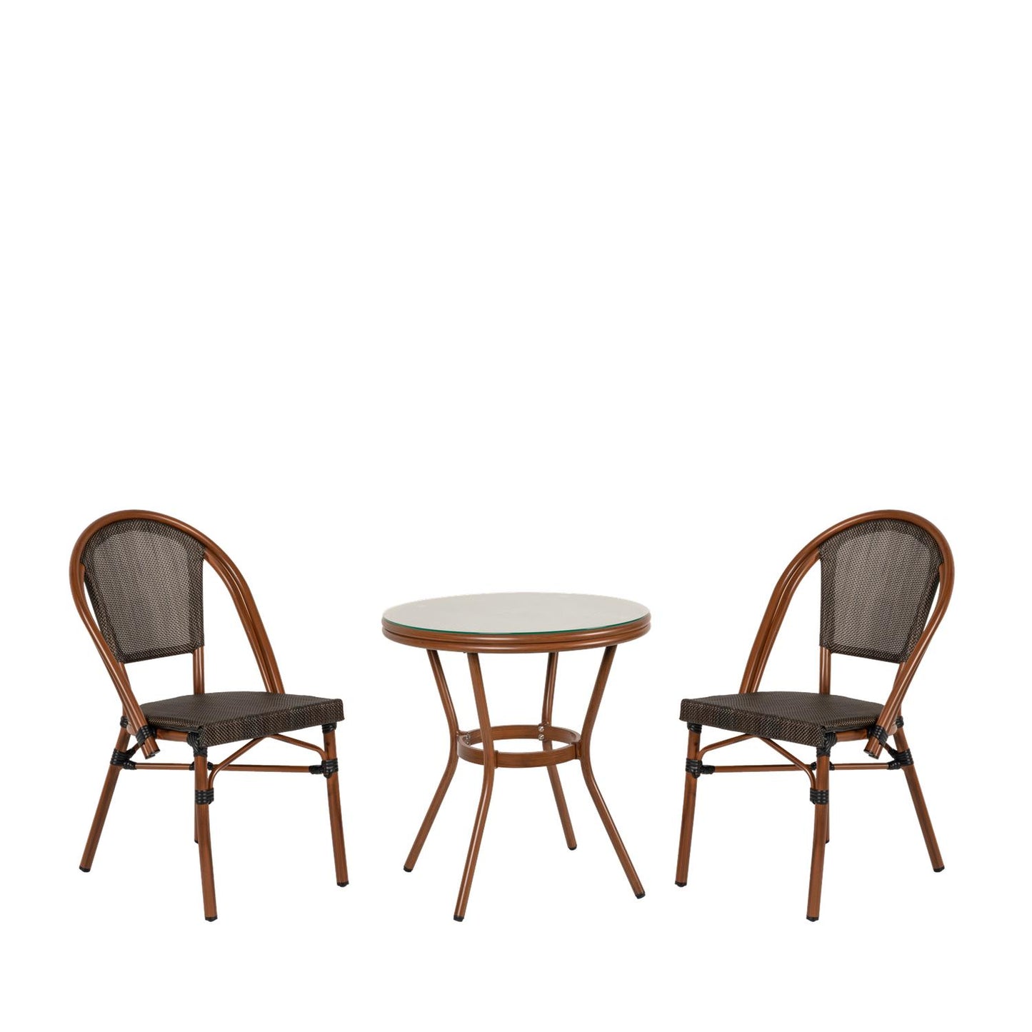 Σετ Τραπεζαρία Κήπου BURUNDI Μπαμπού Αλουμίνιο/Γυαλί Με 2 Καρέκλες 14990227