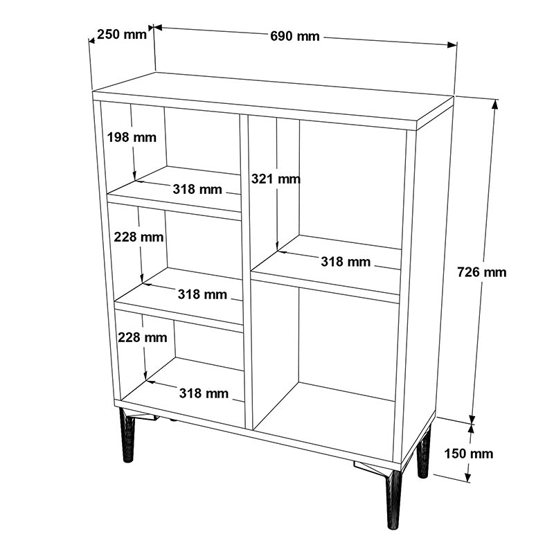 Ραφιέρα Ξύλινη/Μεταλλική Γκρι/Καφέ 69x25x88