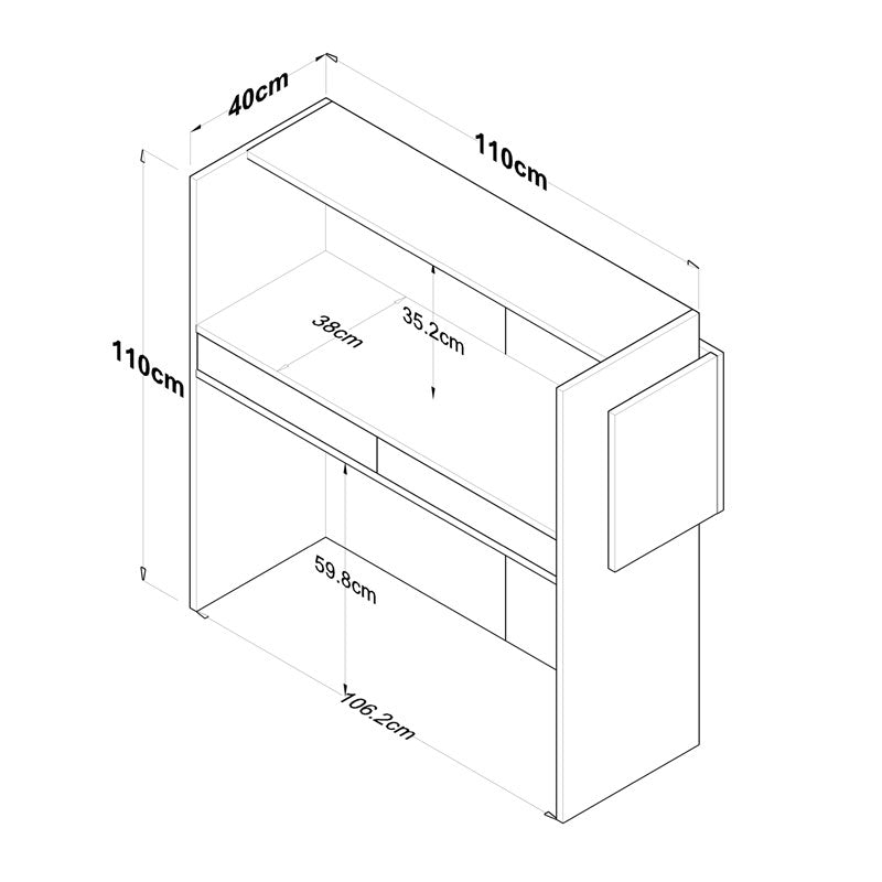 Γραφείο Reception με Συρτάρια Ξύλινο Λευκό/Μαύρο 110x40x110