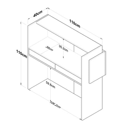 Γραφείο Reception με Συρτάρια Ξύλινο Λευκό/Μαύρο 110x40x110