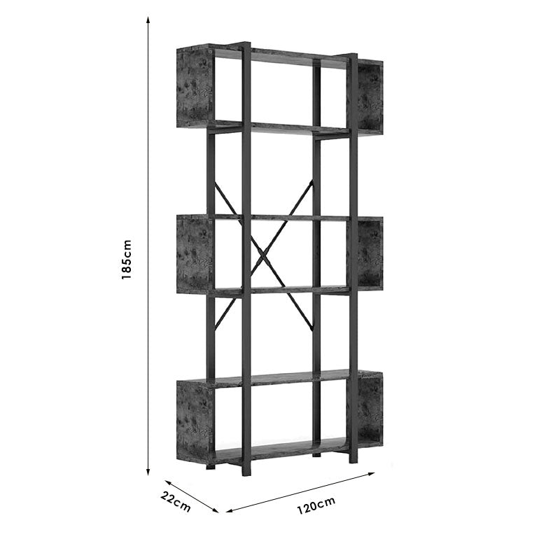 Ραφιέρα Ξύλινη/Μεταλλική Καφέ/Μαύρη 120x22x185