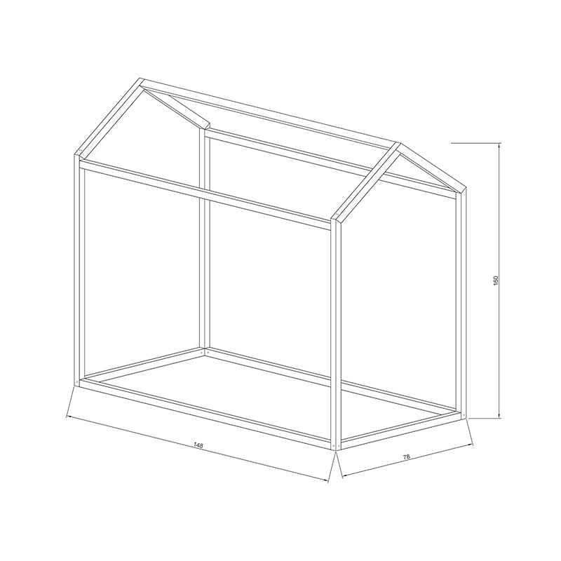 Κρεβάτι Μονό Παιδικό Ξύλινο Φυσικό 148x78x160