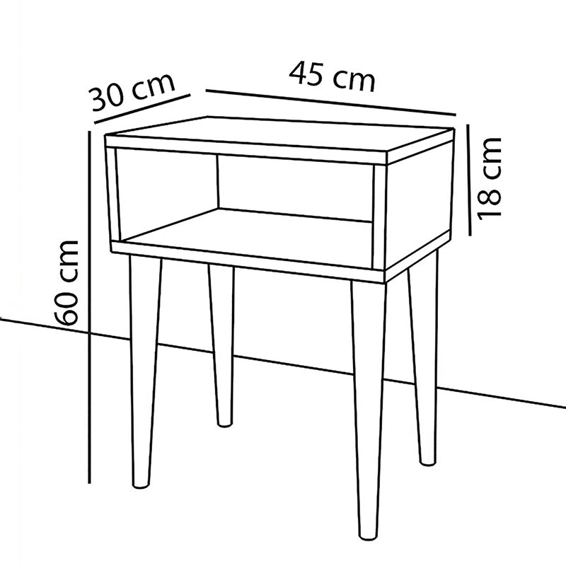 Κομοδίνο με Ράφι Ξύλινο Λευκό/Καφέ 45x30x60