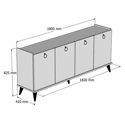 Μπουφές Ξύλινος Καφέ/Μαύρος 182x41x83