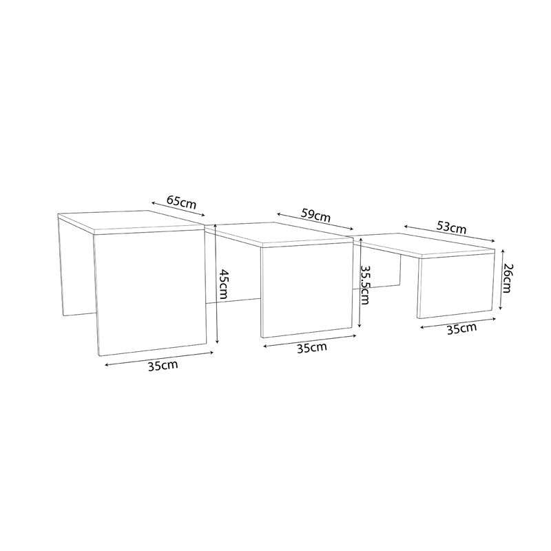 Τραπέζι Σαλονιού Alteo Μελαμίνης Oak-Λευκό 65x45x35