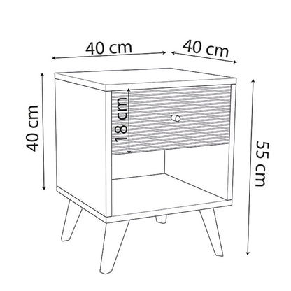 Κομοδίνο με Ράφι Ξύλινο Μαύρο/Φυσικό 40x40x55