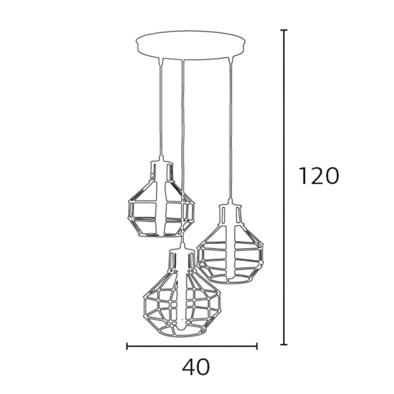 Φωτιστικό Οροφής 3φωτο Μεταλλικό Μαύρο/Μπρονζέ 40x40x120