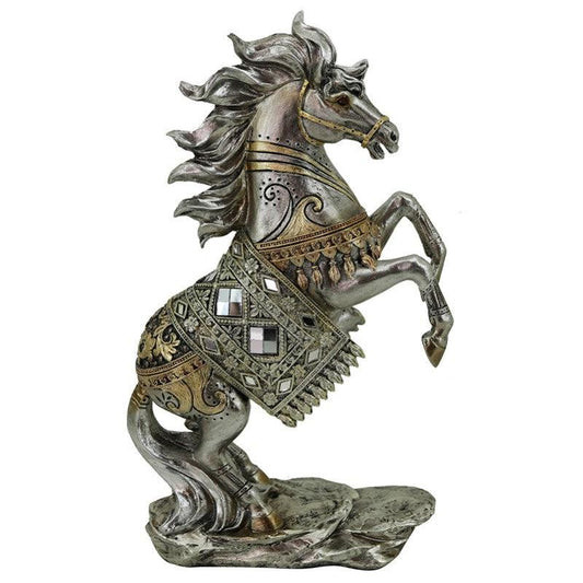 Karvounis Διακοσμητικό Άλογο Πολυρεσίνης Ασημί/Χρυσό 21823F