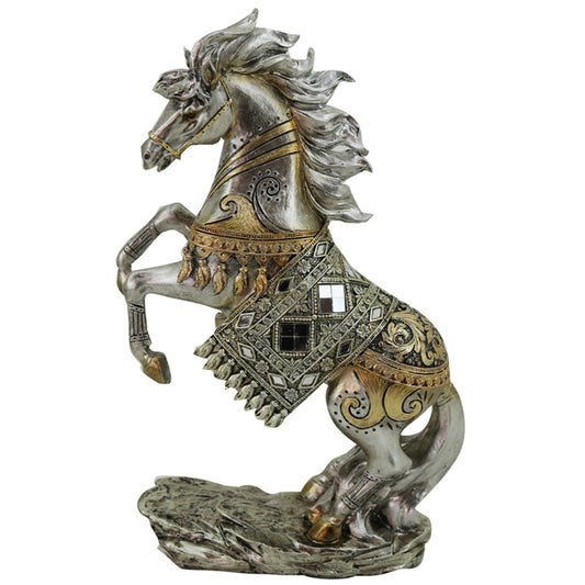 Karvounis Διακοσμητικό Άλογο Πολυρεσίνης Ασημί/Χρυσό 21824F