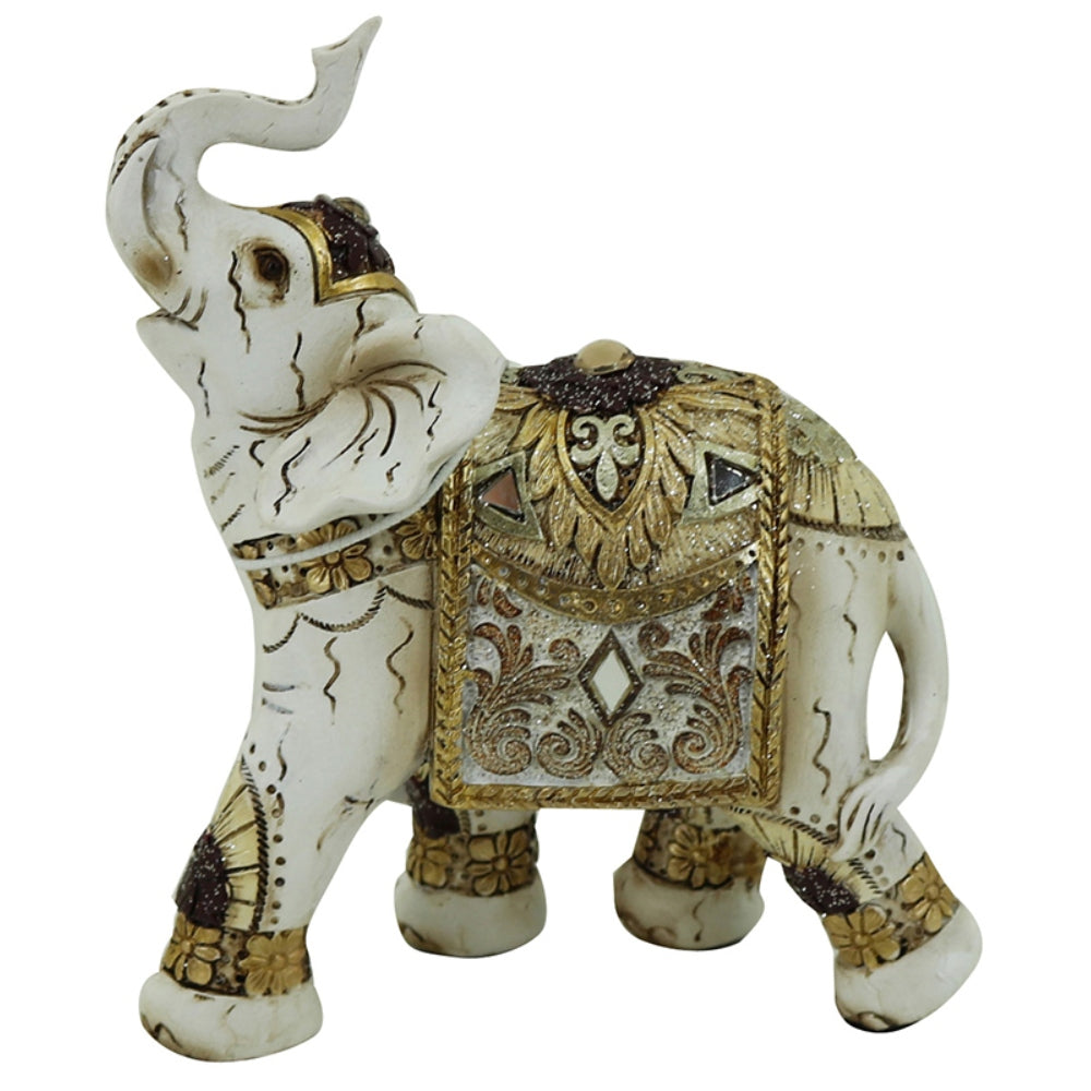 Karvounis Διακοσμητικός Ελέφαντας Πολυρεσίνης Εκρού/Χρυσός 21828A5
