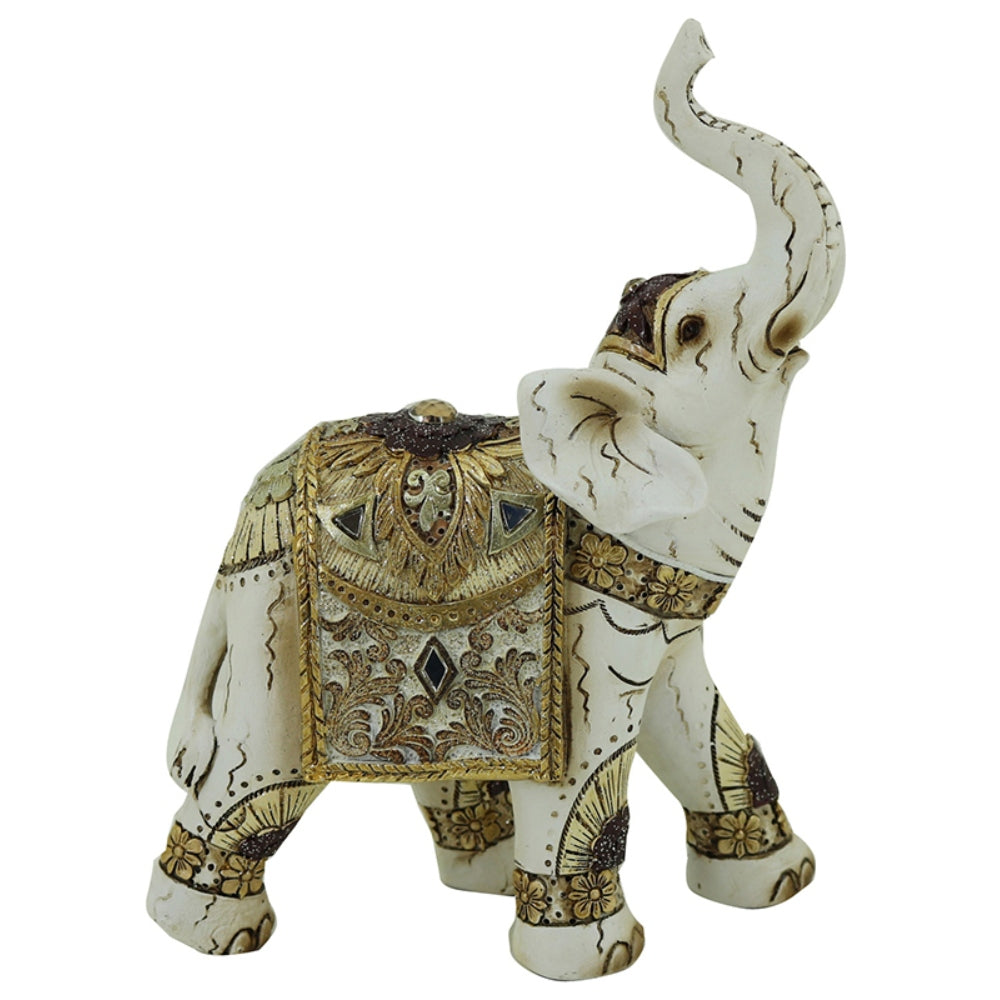 Karvounis Διακοσμητικός Ελέφαντας Πολυρεσίνης Εκρού/Χρυσός 21829A5