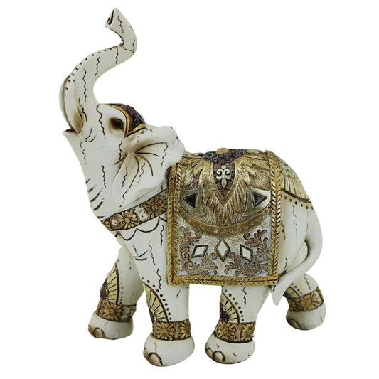 Karvounis Διακοσμητικός Ελέφαντας Πολυρεσίνης Εκρού/Χρυσός 21830A5