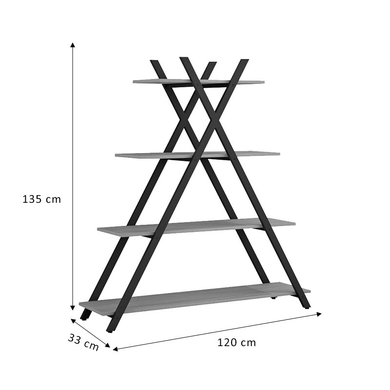 Ραφιέρα Ξύλινη/Μεταλλική Φυσική/Μαύρη 120x33x135