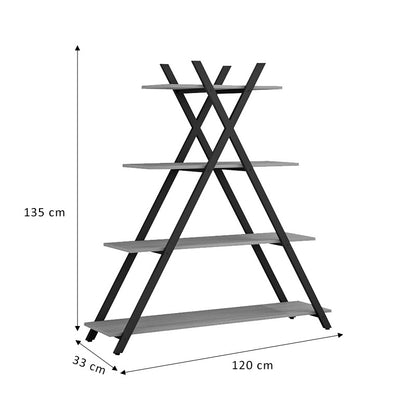 Ραφιέρα Ξύλινη/Μεταλλική Φυσική/Μαύρη 120x33x135