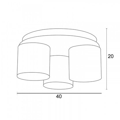 Φωτιστικό Οροφής 3φωτο Υφασμάτινο/Ξύλινο Μπεζ/Καφέ 40x40x20