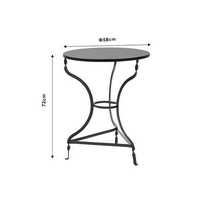 Τραπέζι Κήπου Στρογγυλό Μεταλλικό Μπλε 58x58x72