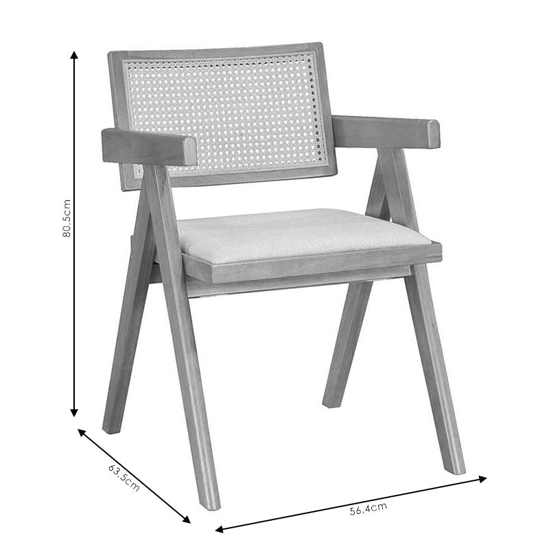 Πολυθρόνα Ξύλινη/Ρατάν Μαύρη/Φυσική 56x64x81