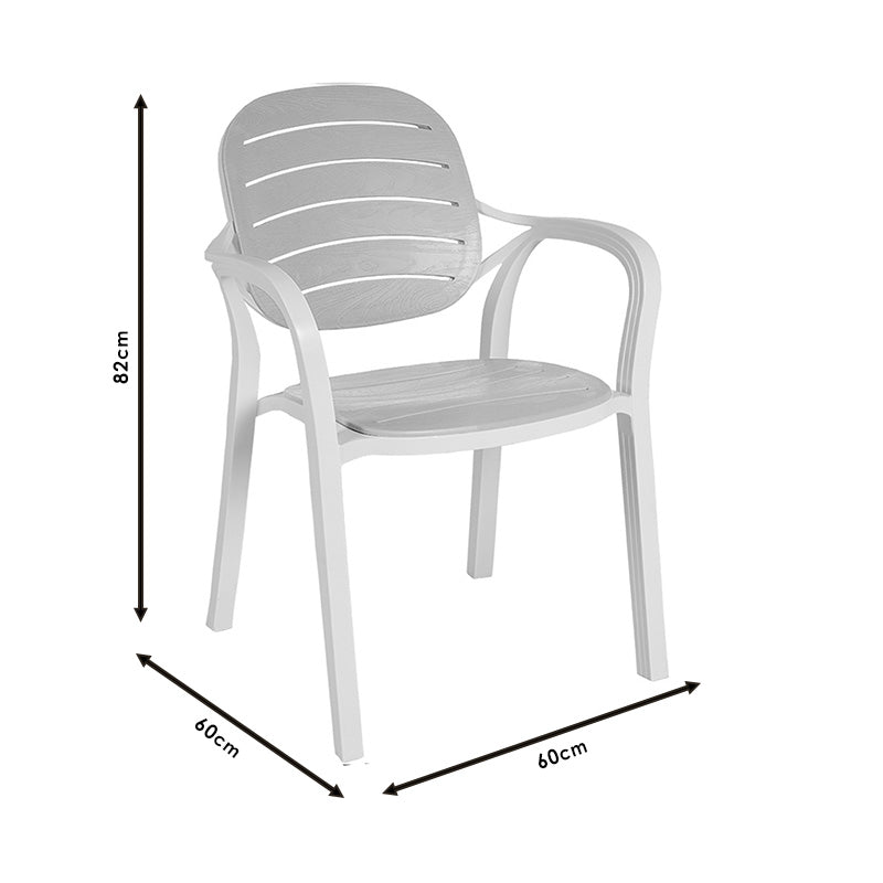 Πολυθρόνα Κήπου Πλαστική Λευκή/Μπεζ 60x60x82