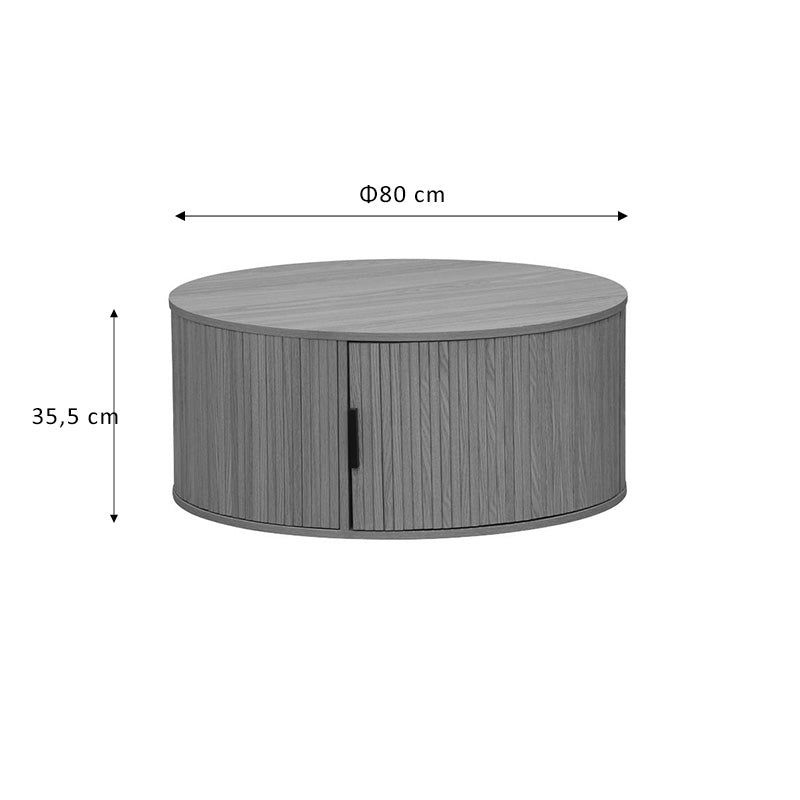 pakoworld Τραπέζι Σαλονιού με Ντουλάπι Στρογγυλό Ξύλινο Φυσικό 260-000009