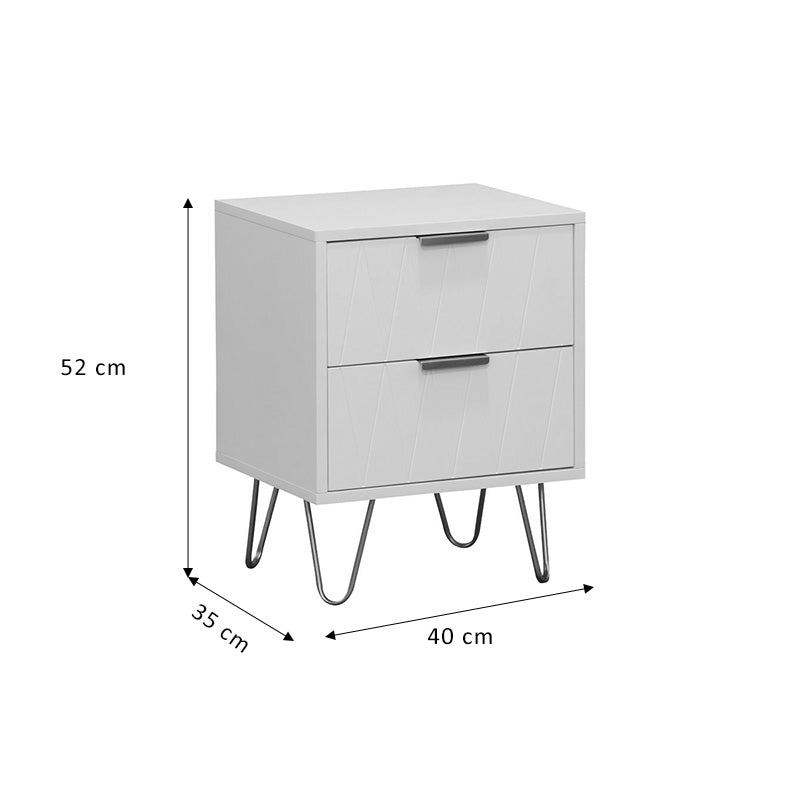 Κομοδίνο Ξύλινο/Μεταλλικό Λευκό/Μπρονζέ 40x35x52