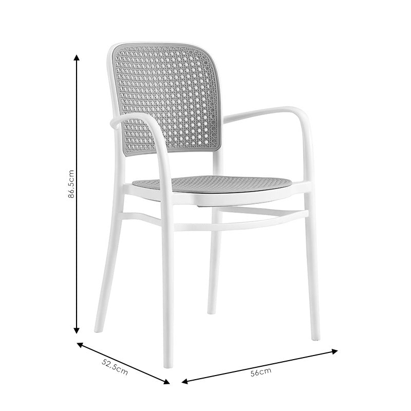 Πολυθρόνα Κήπου Πλαστική Λευκή/Μπεζ 56x53x87