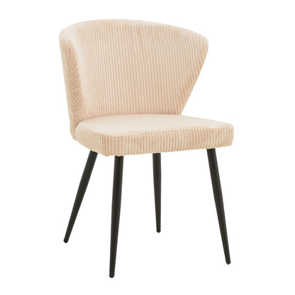 Καρέκλα Mattia Κρεμ Ύφασμα-Πόδι Μαύρο Μέταλλο 55X53X80